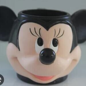 VINTAGE MINI & MICKEY MOUSE PLASTIC  HEAD & EARS MUG CUP BY APPLAUSE
